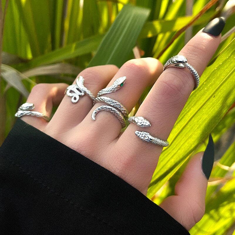 Women Teen Vintage Punk Metal Antique Silver Color Finger Ring Gothic Jewelry_ Jewelry jehouze 111 