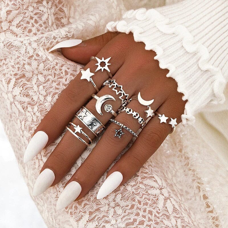 Women Teen Vintage Punk Metal Antique Silver Color Finger Ring Gothic Jewelry_ Jewelry jehouze 