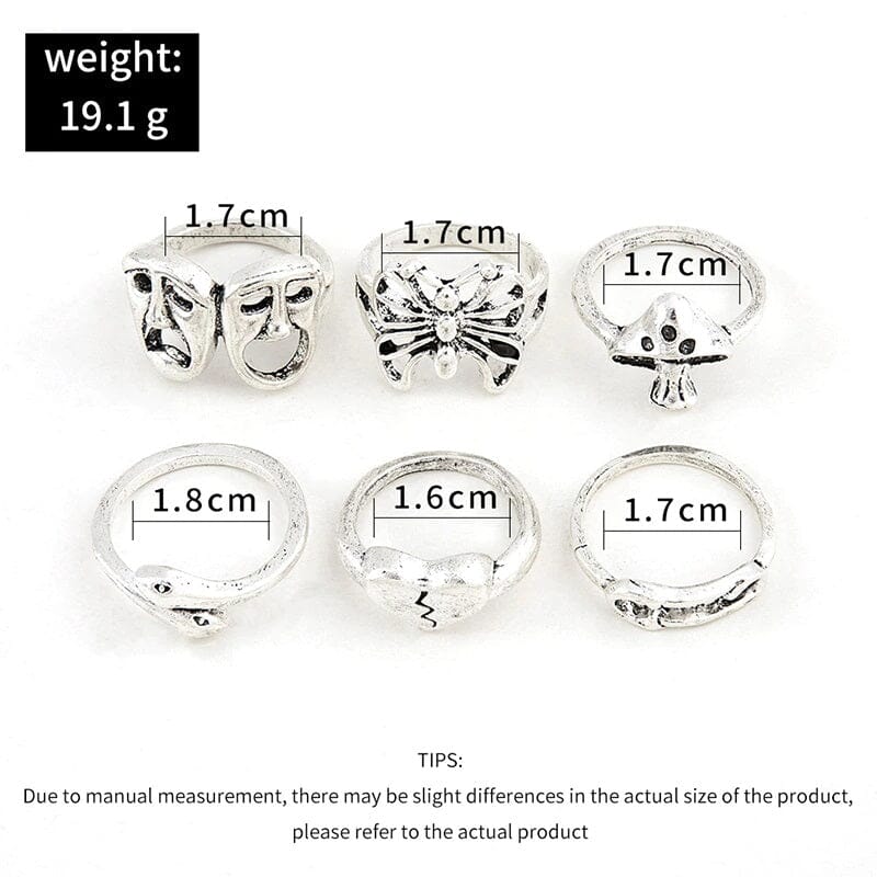 Women Teen Vintage Punk Metal Antique Silver Color Finger Ring Gothic Jewelry_ Jewelry jehouze 