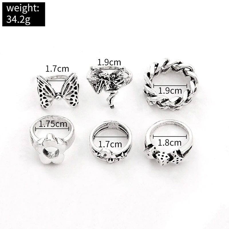 Women Teen Vintage Punk Metal Antique Silver Color Finger Ring Gothic Jewelry_ Jewelry jehouze 