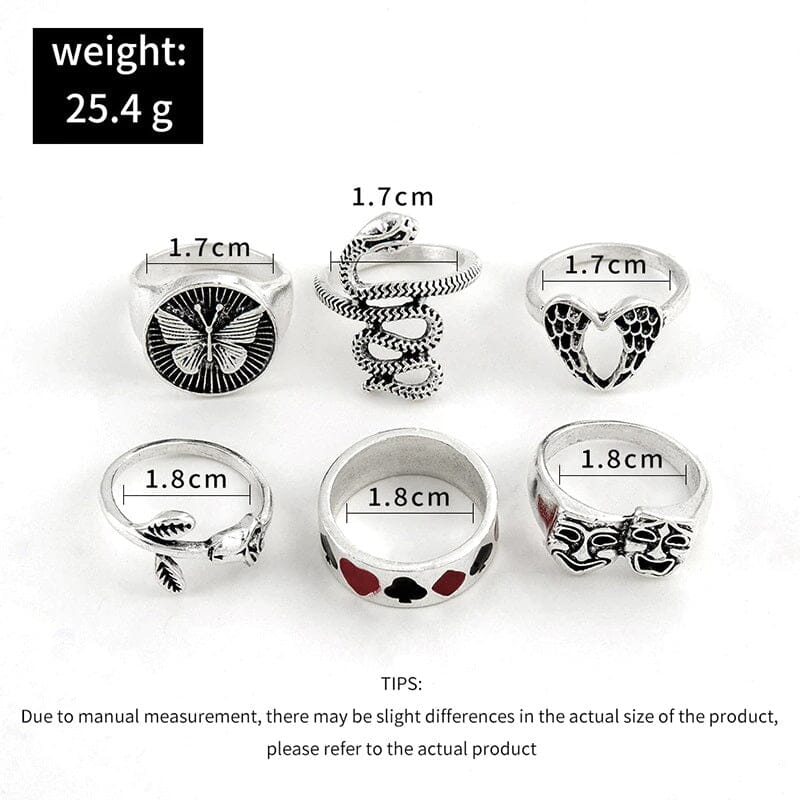 Women Teen Vintage Punk Metal Antique Silver Color Finger Ring Gothic Jewelry_ Jewelry jehouze 