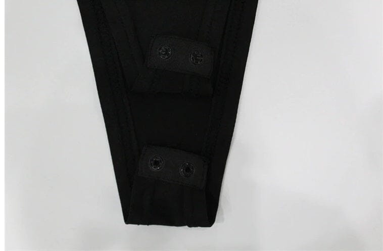 Women Black Sheer Mesh Long Sleeve Clubwear Bodysuits Top_