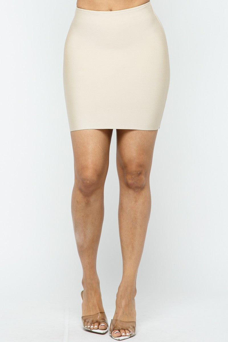 Women's Taupe Basic Stretchy Bodycon Bandage Short Mini Skirt Skirts jehouze 