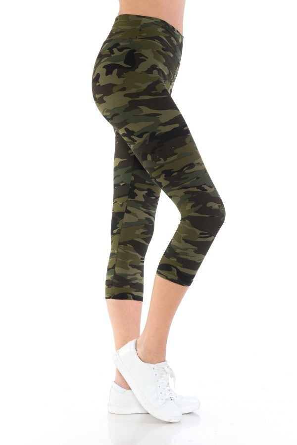 Yoga Style Banded Lined Tie Dye Printed Knit Capri Legging With High Waist. Bottoms jehouze 